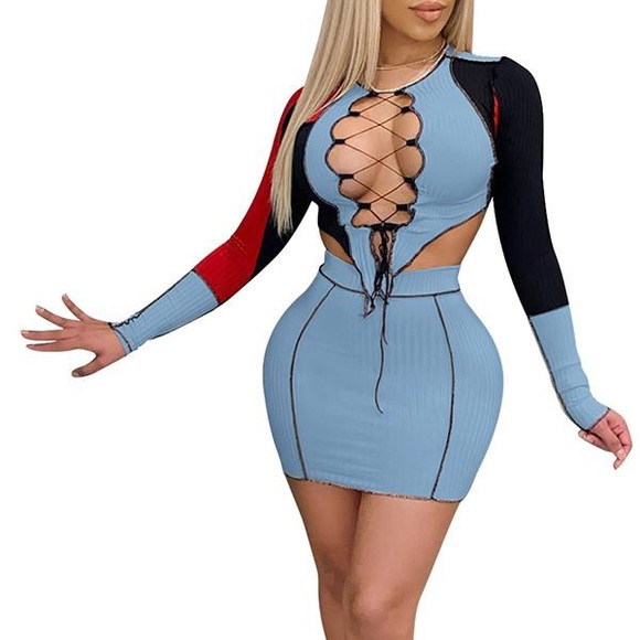 Rebecca Tie-Up Front 2pc Skirt - Picture 1 of 1